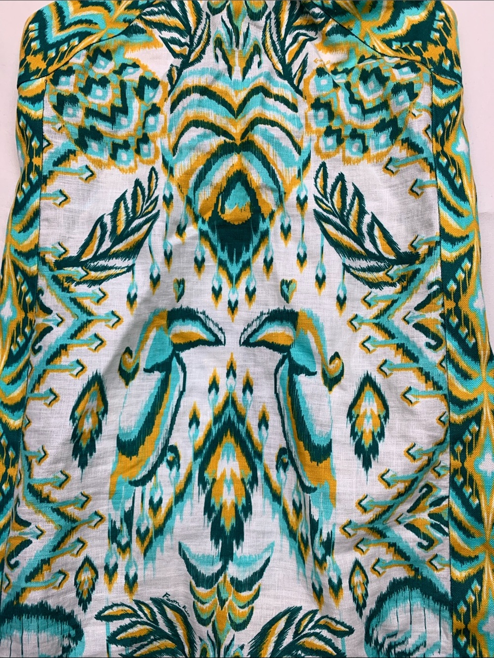 Farm Rio medium new Halter Maxi Dress tropical tapestry Green Yellow linen - Picture 10 of 14